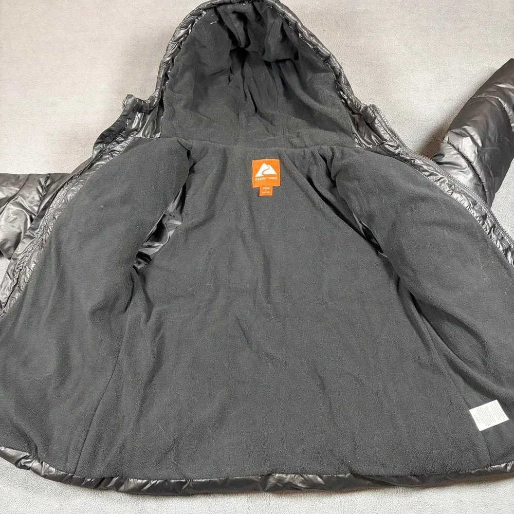 Ozark Trail Puffer Jacket Youth Size L (10-12) Black Hooded Full Zip